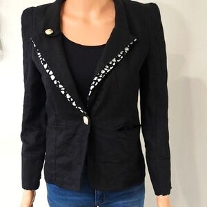 Chloe Black Blazer with Unique Button Detail